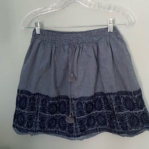 JCrew embroidered drawstring cotton skirt sz XS